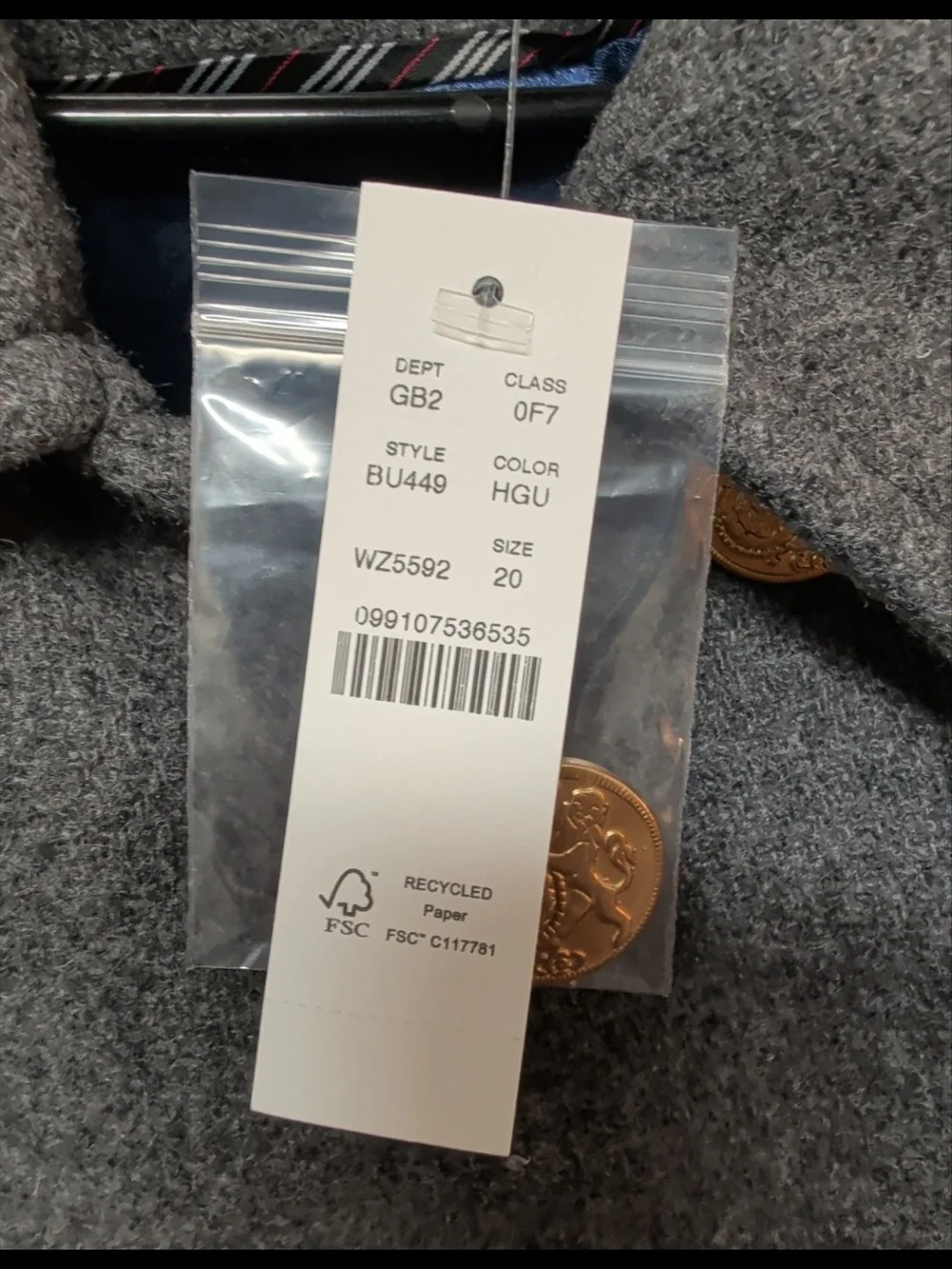 J. Crew Gray Double-Breasted Wool Pea Coat with Gold Buttons - Picture 3 of 5